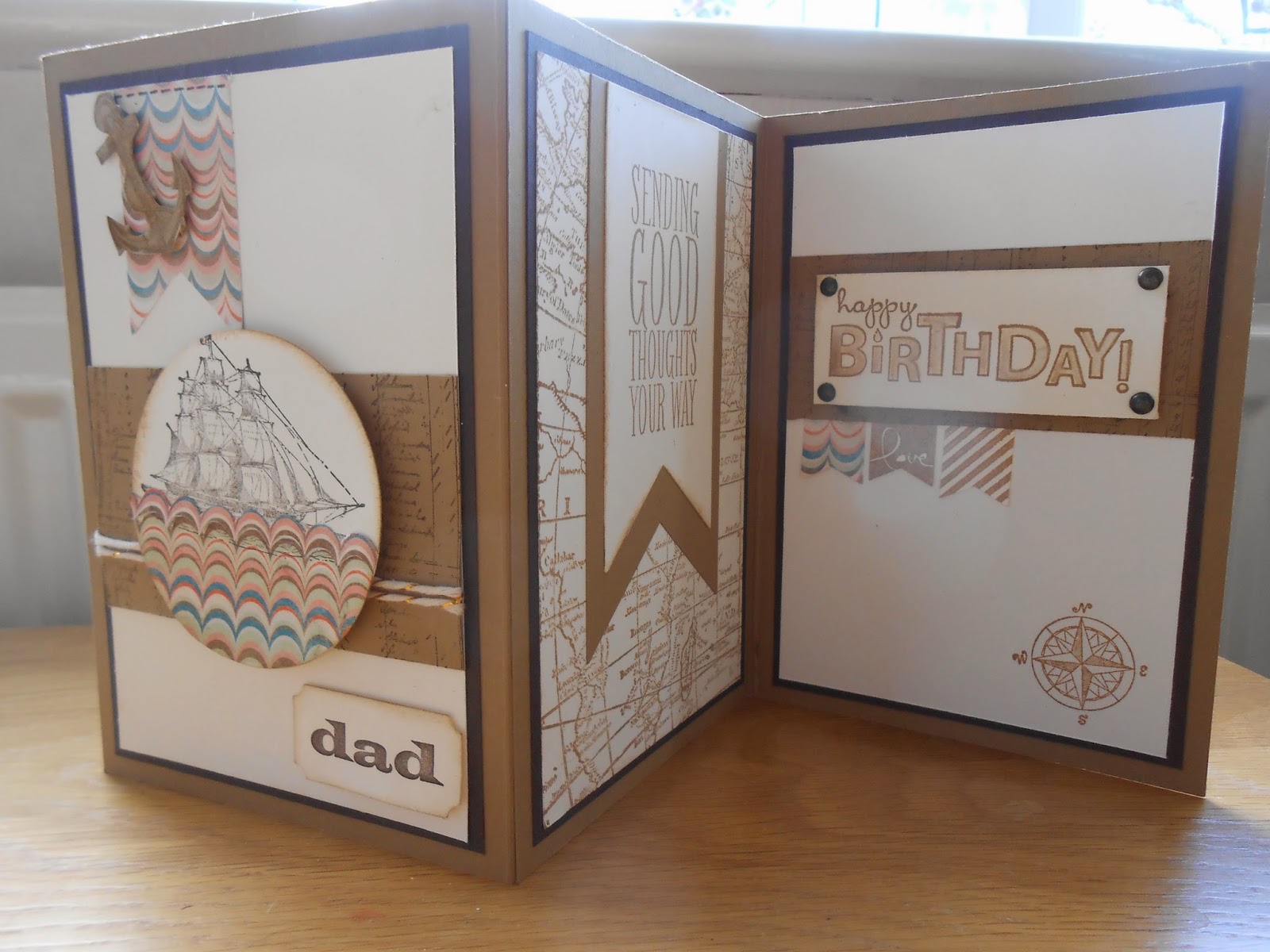 Dad’s open sea concertina card