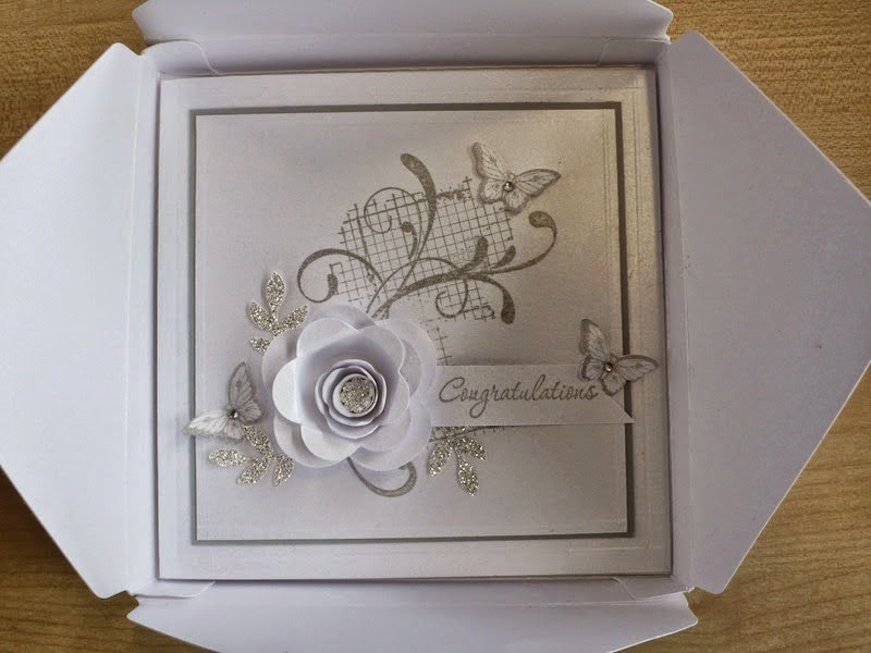 congratulations spiral flower card and matching envelope box