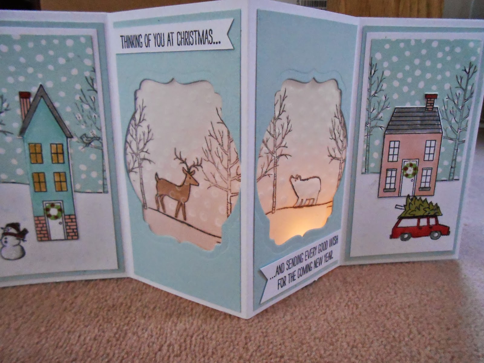 Holiday Home and White Christmas tealight decoration/card