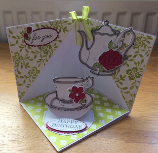 Triangle corner Fun fold tea time card