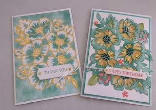 week 3 – crafting at home blossoms in bloom class 2 for 1 stencil cards